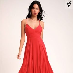 Lulus Troulos red lace up dress